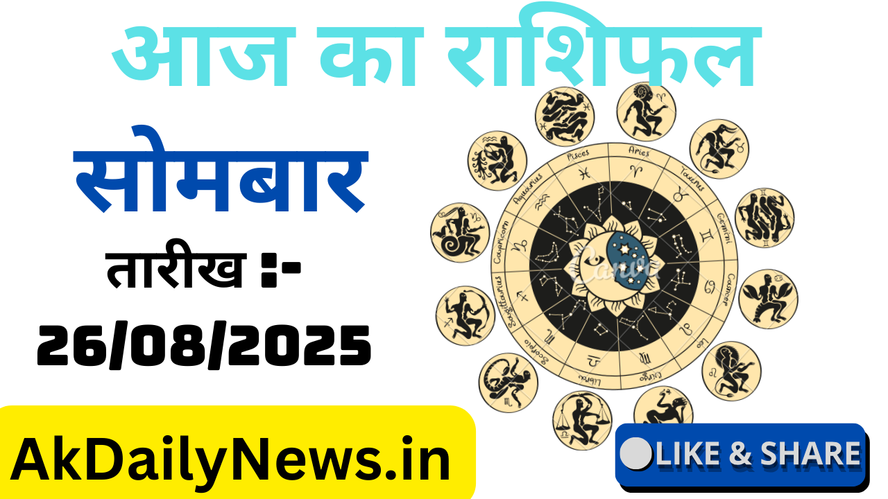 आज का राशिफल ( मेष से कुंभ ) Aaj ka rashifal Date :- 26/08/2025